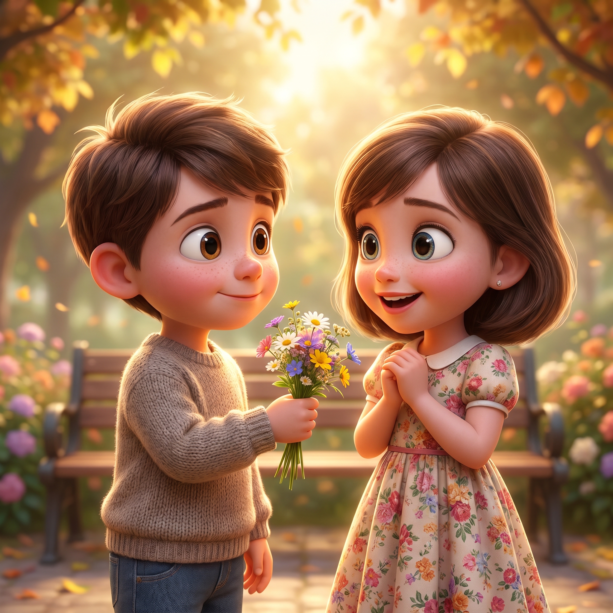Cute Boy Offering Flower